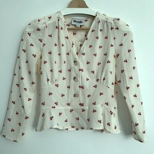 Rouje Mimi top cream with cherry print